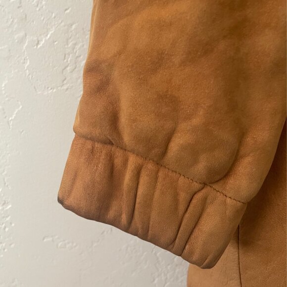 VINTAGE John Carlisle 90's 100% Genuine Leather Suede Coat Tan  | Size M - Picture 5 of 9